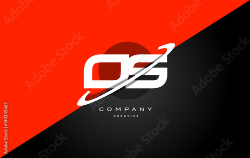 os o s  red black technology alphabet company letter logo icon