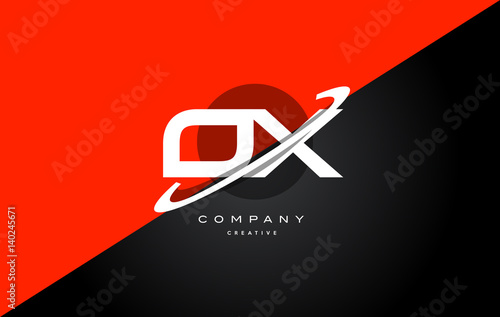 ox o x  red black technology alphabet company letter logo icon