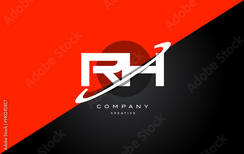 rh r h  red black technology alphabet company letter logo icon