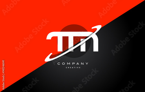 tm t m  red black technology alphabet company letter logo icon
