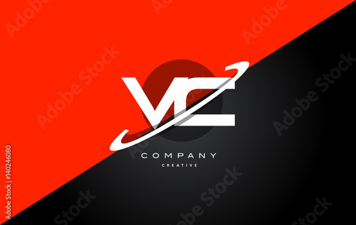 vc v c  red black technology alphabet company letter logo icon