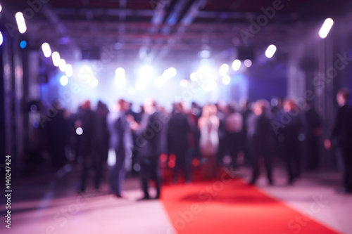 Abstract blurred people in press conference event, business concept