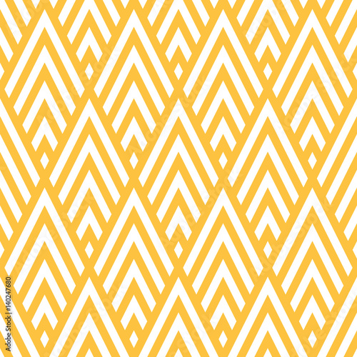 Seamless yellow rhombic chevrons art deco pattern vector