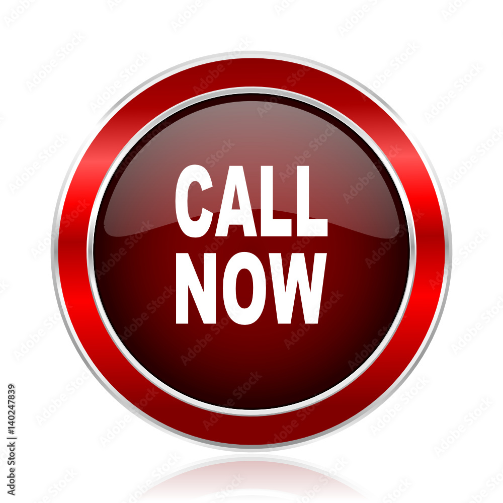 Call now red silver metallic web and smartphone vector icon isolated on white background. Call now red silver metallic web and smartphone vector icon isolated on white background.