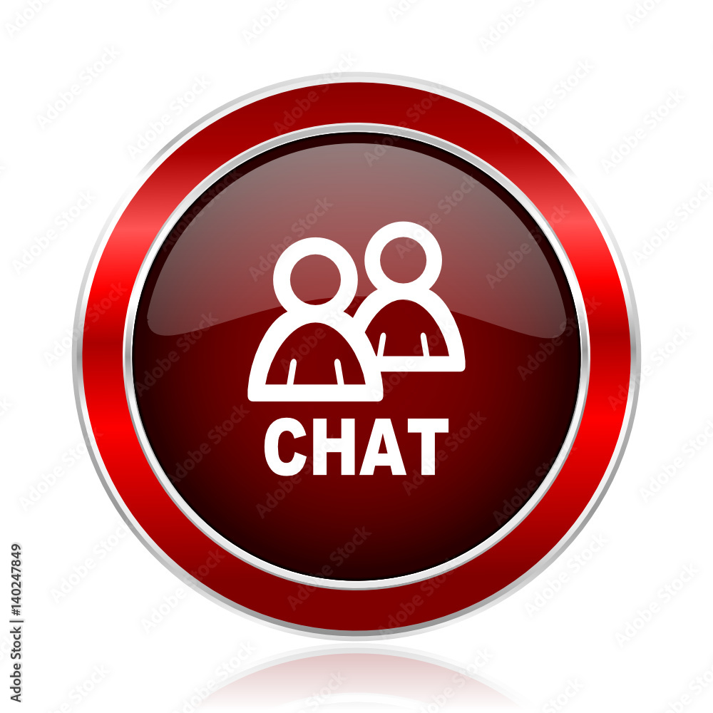 Chat red silver metallic web and smartphone vector icon isolated on white background. Chat red silver metallic web and smartphone vector icon isolated on white background.