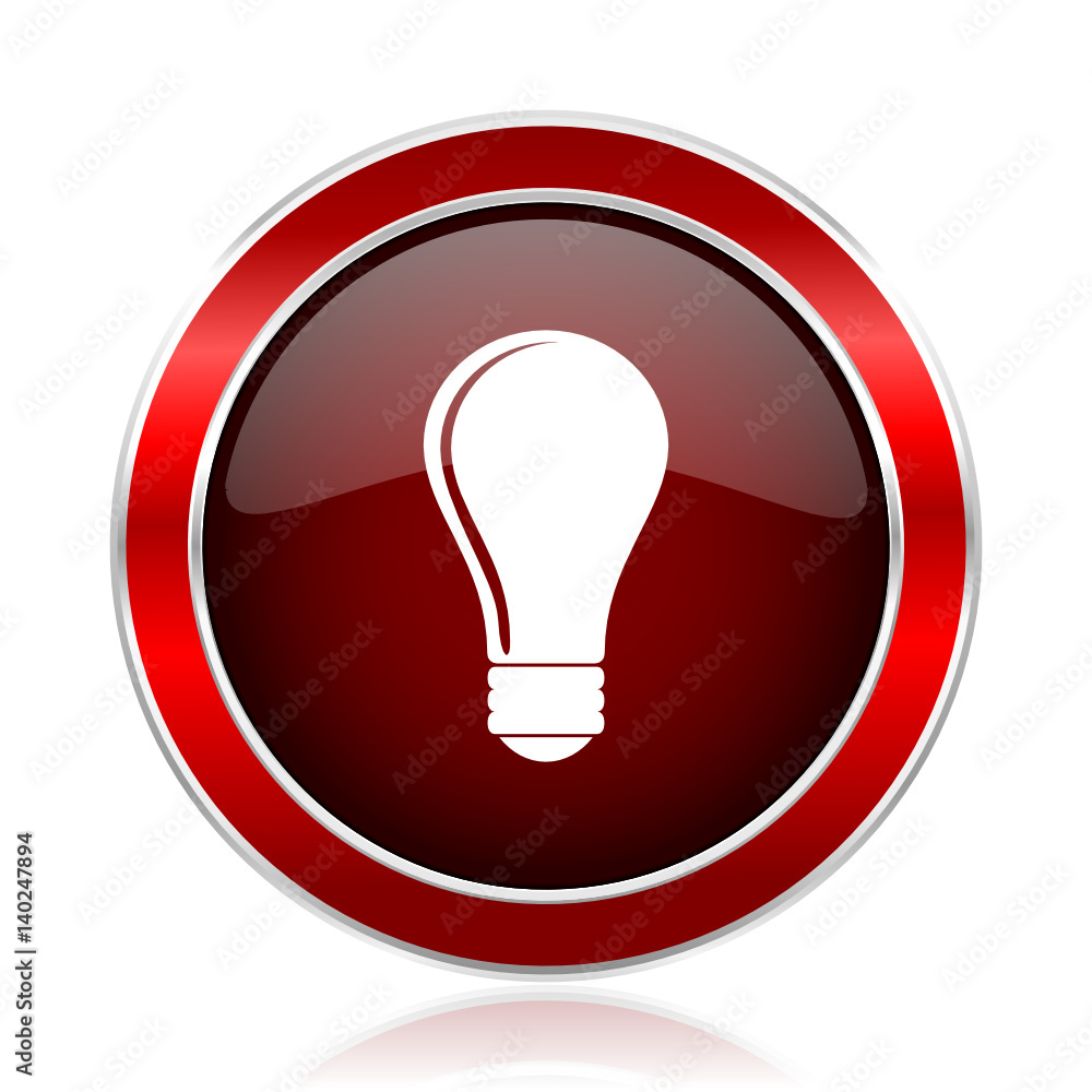 Bulb red silver metallic web and smartphone vector icon isolated on white background. Bulb red silver metallic web and smartphone vector icon isolated on white background.