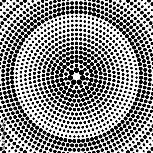 Abstract dotted background. Radial pattern. Halftone effect. Vector