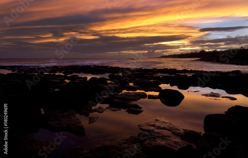 Sunset, Surf, Kauai, Hawaii © BRUCE