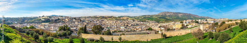 Panorama of Old Medina in Fes, Morocco, Africa