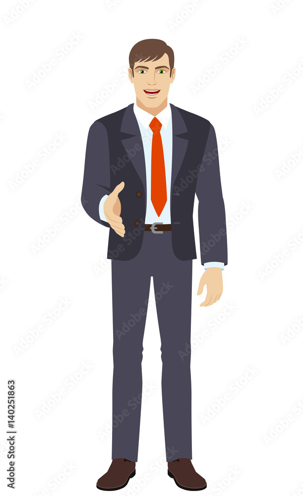 Businessman gives a hand for a handshake Businessman gives a hand for a handshake