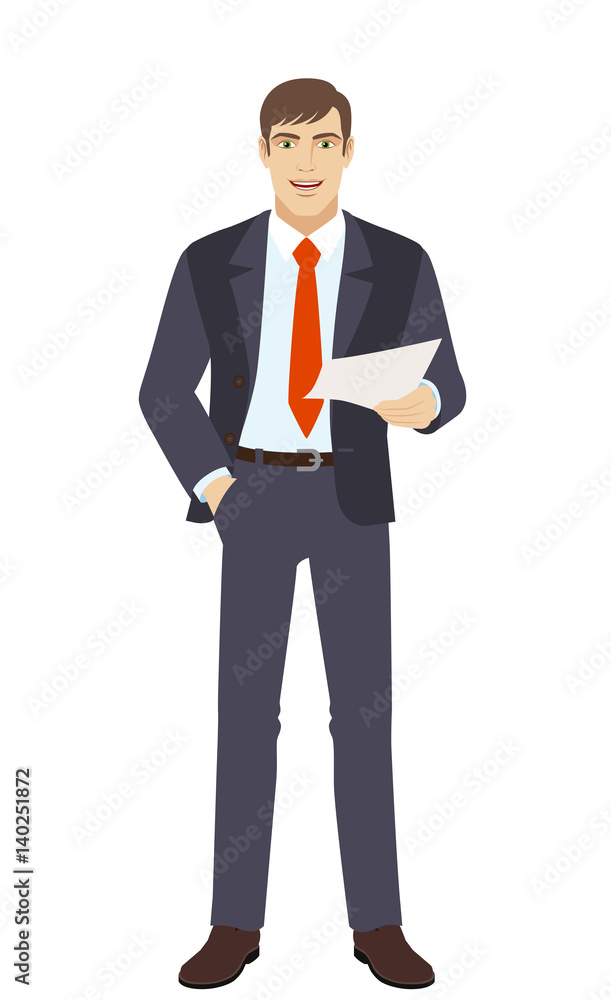 Businessman holding a paper