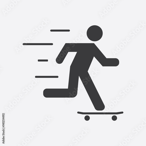 Icon black man skater, line style