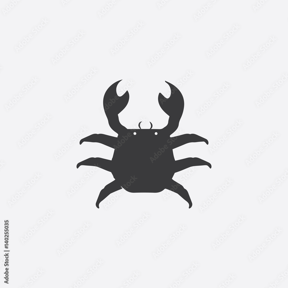 The black silhouette of a crab. Vector illustration