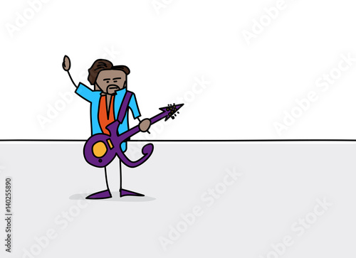 Artiste sur scène qui tient une guitare : Prince
