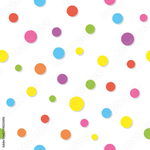 Confetti polka dot seamless pattern background. Colored. For birthday and party design.