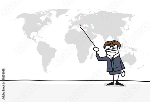 Personnage qui présente la carte du monde : Serbie