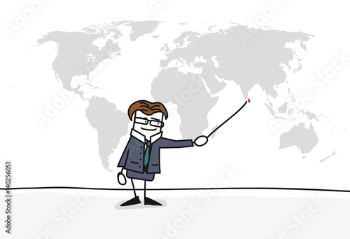 Personnage qui présente la carte du monde : Sri Lanka