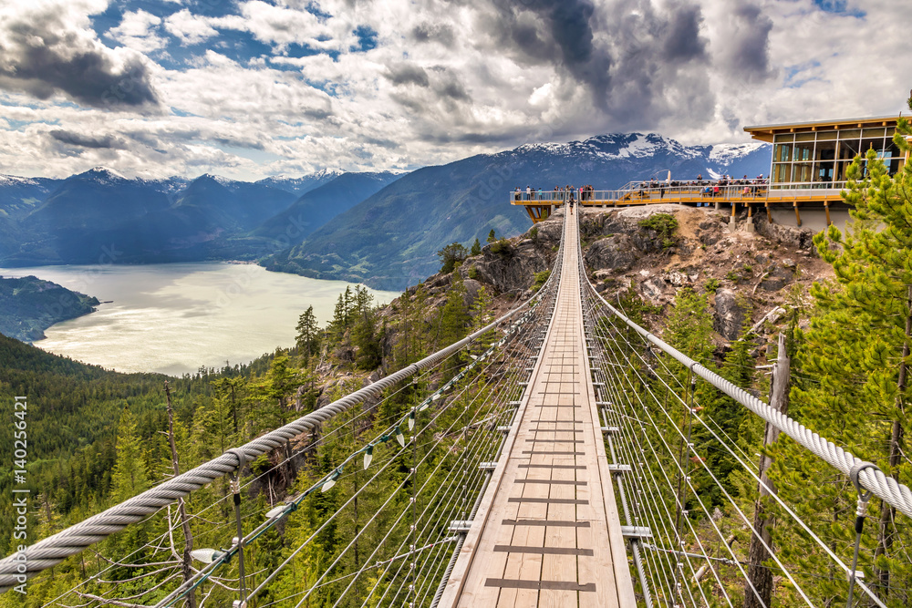Suspension bridge at the summit of the Sea to Sky gondola, British Columbia, Canada