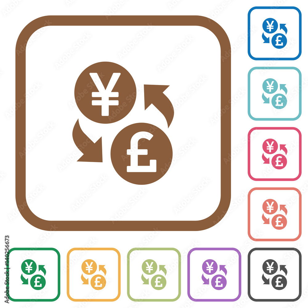 Yen Pound money exchange simple icons