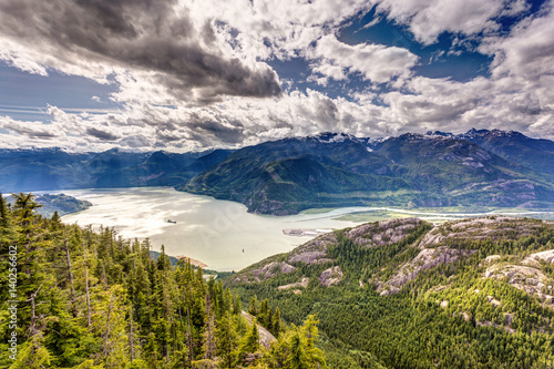 Howe Sound landscape from the summit of the Sea to Sky gondola, British Columbia, Canda