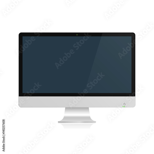 Computer display with blank screen. Vector illustration.