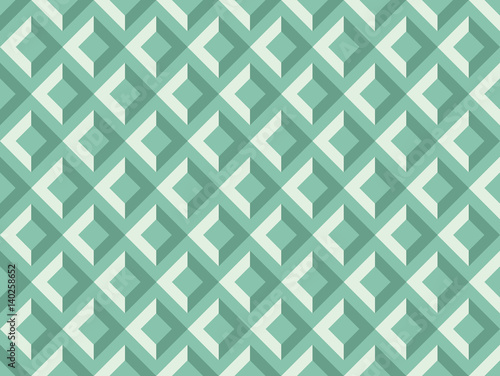 Seamless turquoise volume squares and zigzag pattern vector