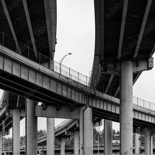 Crisscrossing freeway overpasses
