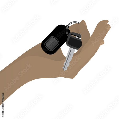 Hand hold the key from the car
