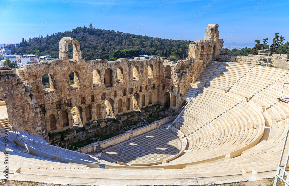 ruins of ancient theater of Herodion Atticus, Athens, Greece, Europe