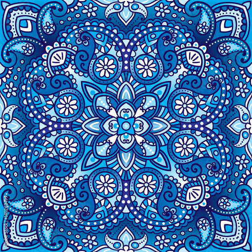 Vector paisley vintage oriental kerchief, pillow, blanket design. Arabic, Indian, Moroccan, turkish mystic ottoman motifs