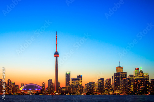 View of Toronto Cityscape during sunset taken from Toronto Central Island