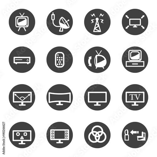 tv television technology icon set vector
