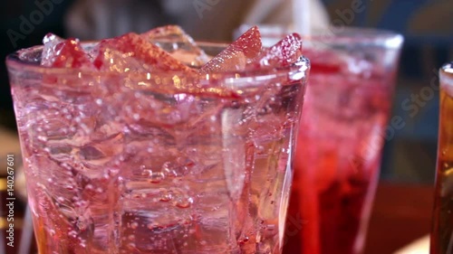 Close up shot of a freshly poured bubbly shirley temple drink ALT version photo