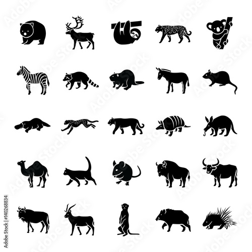 Mammals II glyph vector icons