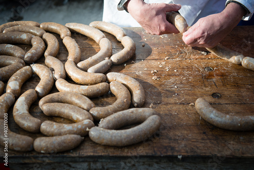 making of homemade sausages photo