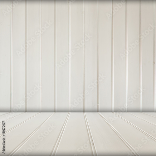 White wooden interior room texture background.