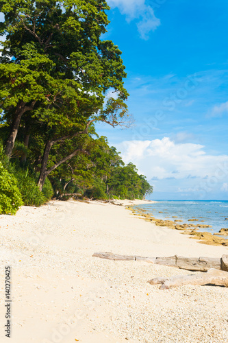 Pristine Untouched White Sand Paradise Beach on Neil Island of Andaman Nicobar Islands in India