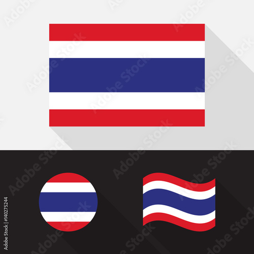 Set of Thailand flag flat design vector illustration