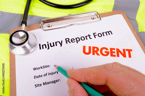 Work place injury report form and document