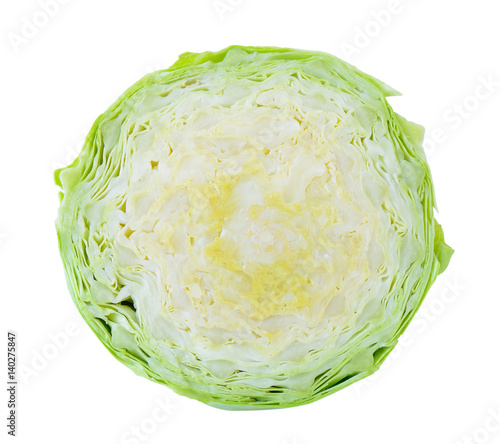 Cabbage sliced isolated on white background © sommai