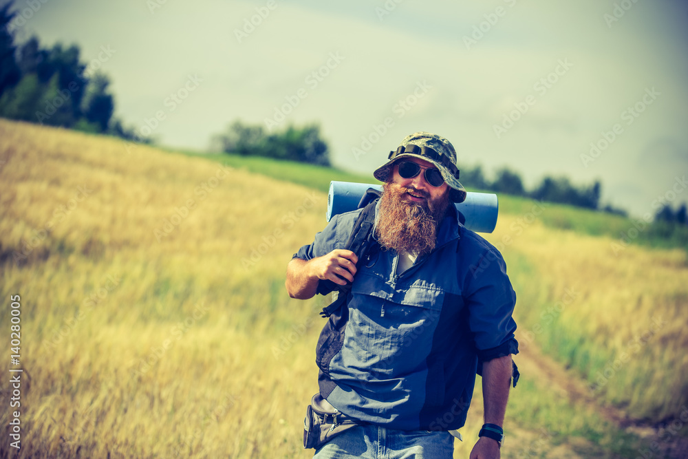 man goes camping man goes camping