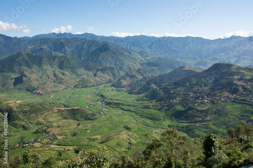 Top viewpoint which can see Rice terraced fields of Tu le District, YenBai province, Northwest Vietnam