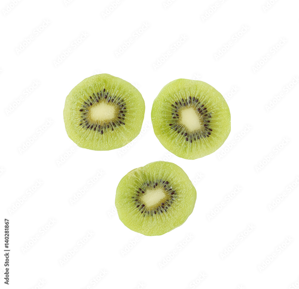 Fototapeta premium Cross section of ripe kiwi isolated on white background