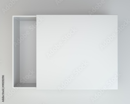 White open box on gray background. 3d rendering