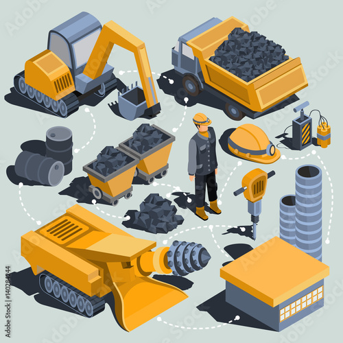 Set of vector isometric isolated elements of the coal mining industry