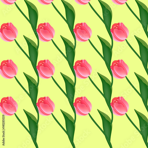Wallpaper Mural Seamless floral pattern with tulips Torontodigital.ca