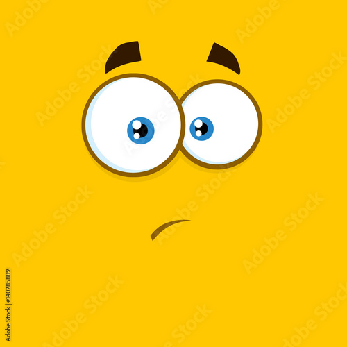 Surprisingly Cartoon Square Emoticons With Expression. Illustration With Yellow Background