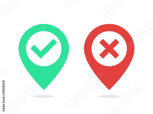 Map pointer with check mark vector