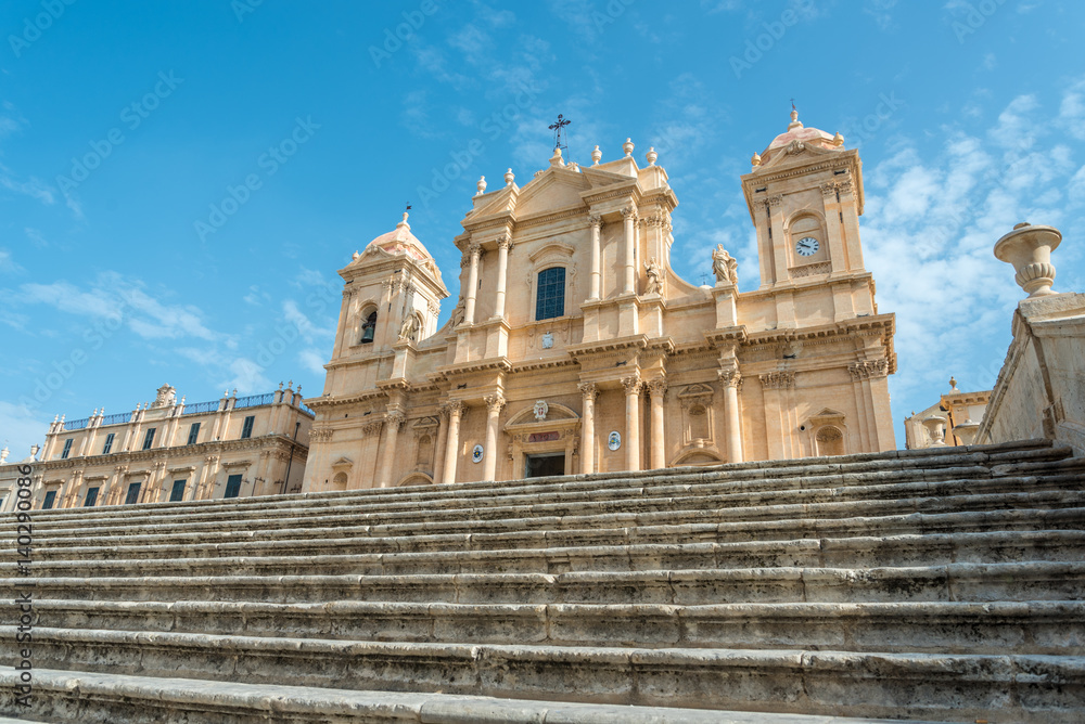 Cathedral of Saint Nicholas of Myra in Sicilian Baroque Style located in Noto, Southern Sicily, Italy