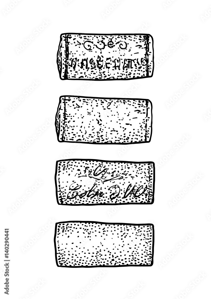 Wine cork illustration, drawing, engraving, ink, line art, vector Stock
